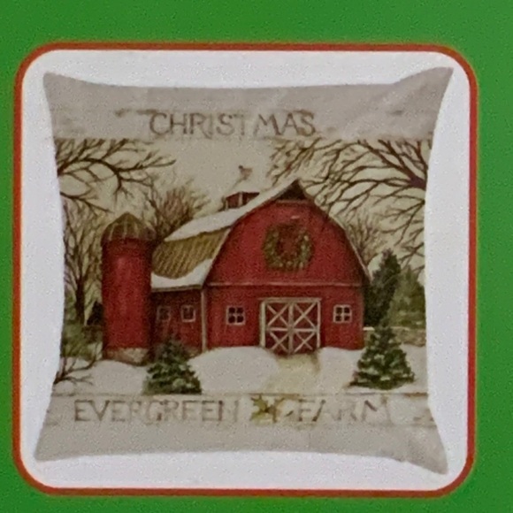 Holiday Pillow Cover Christmas Barn Country Neutral Linen Multicolor 18 X 18 in - Picture 4 of 14
